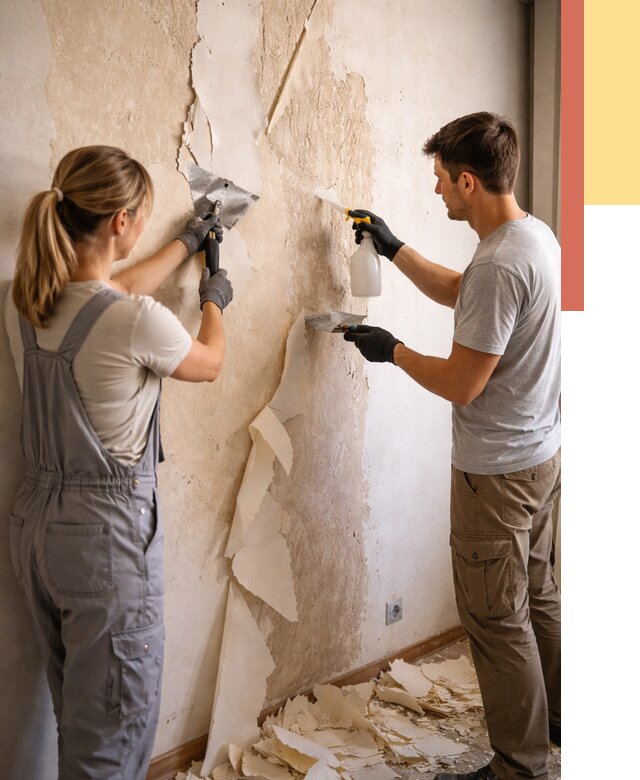 Снятие старых обоев в Новомосковске от 5421 руб. под ключ недорого | ОТДЕЛОЧНИК-Нвм