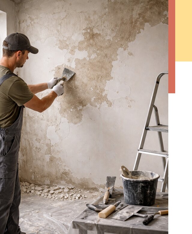 Снятие старой шпаклевки в Новомосковске от 1910 руб. — быстро и недорого | ОТДЕЛОЧНИК-Нвм