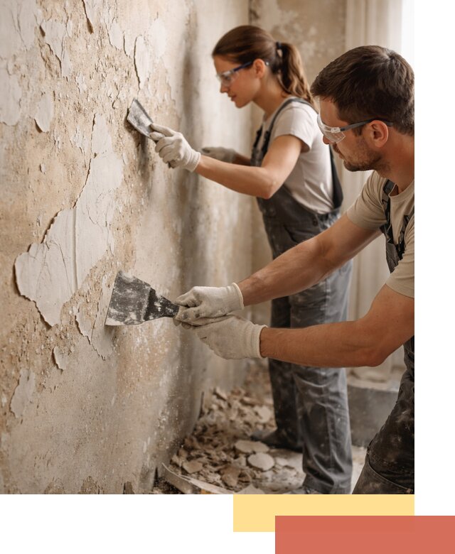 Снятие старой шпаклевки и подготовка поверхностей в Новомосковске