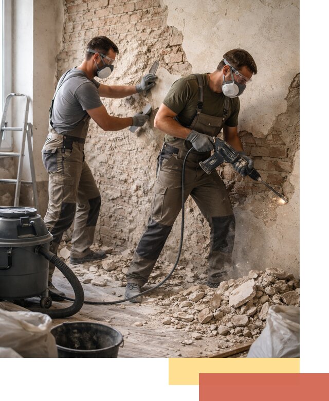 Демонтаж штукатурки со стен в Новомосковске быстро и аккуратно