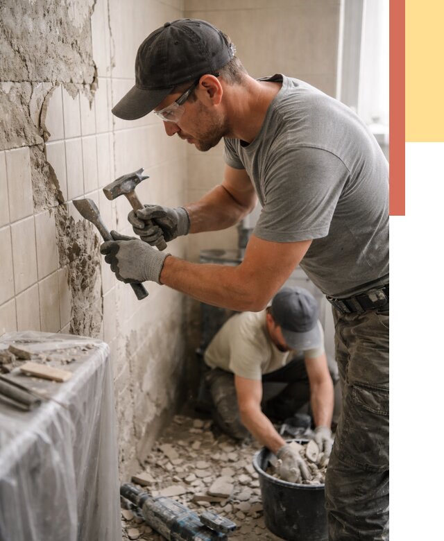 Демонтаж плитки со стен в Новомосковске от 878 руб. — быстро и недорого | ОТДЕЛОЧНИК-Нвм