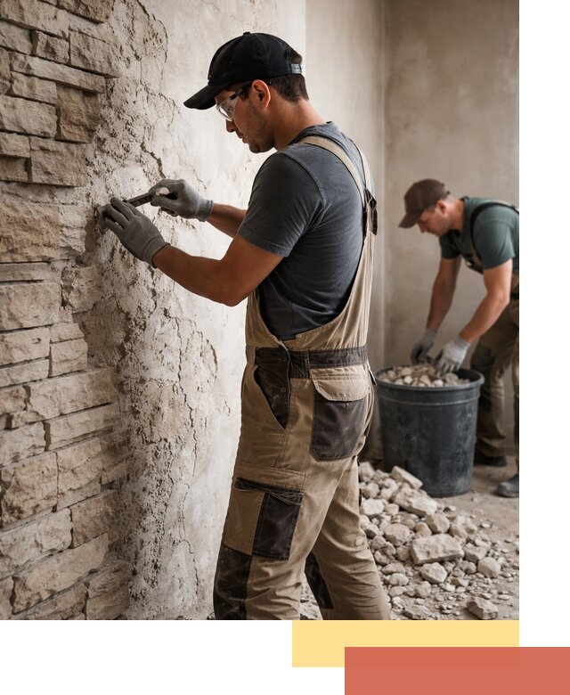 Демонтаж декоративного камня в Новомосковске профессионально и безопасно