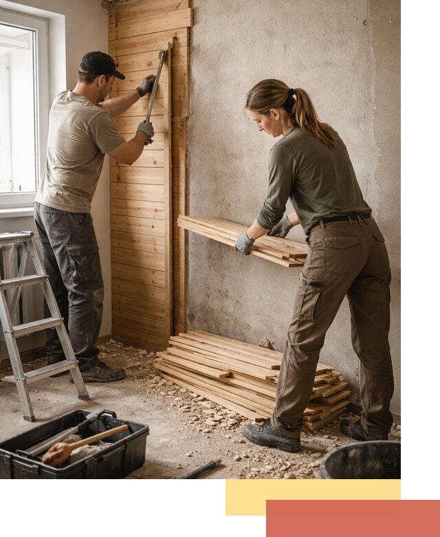 Демонтаж вагонки со стен в Новомосковске — профессиональный демонтаж