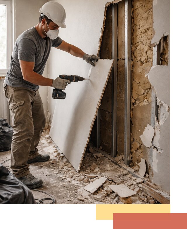 Демонтаж гипсокартона со стен в Новомосковске качественно и быстро