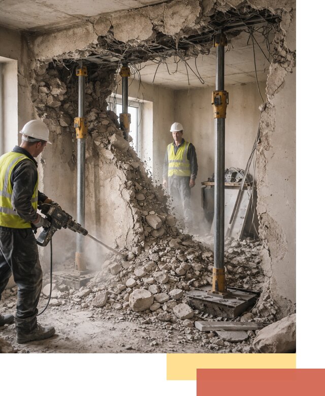 Снос несущих стен в Новомосковске с гарантией безопасности и качества