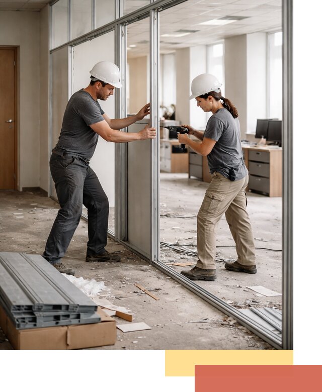 Демонтаж алюминиевых перегородок в Новомосковске быстро и аккуратно