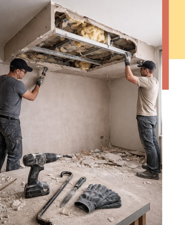 Демонтаж короба из гипсокартона в Новомосковске от 1569 руб. — быстро и недорого | ОТДЕЛОЧНИК-Нвм