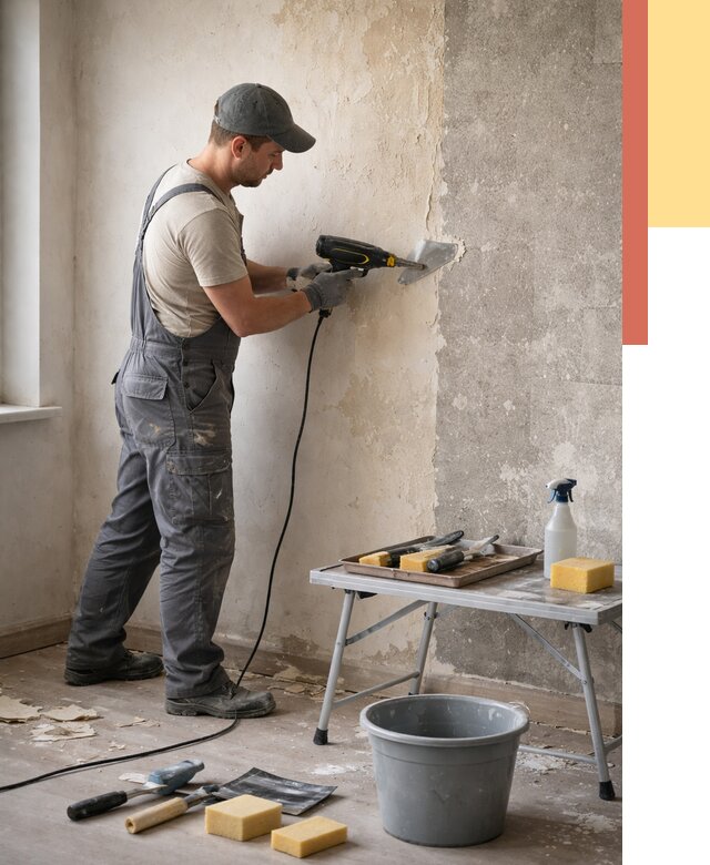 Очистка стен от клея в Новомосковске от 1910 руб. — снятие и удаление клея со стен | ОТДЕЛОЧНИК-Нвм