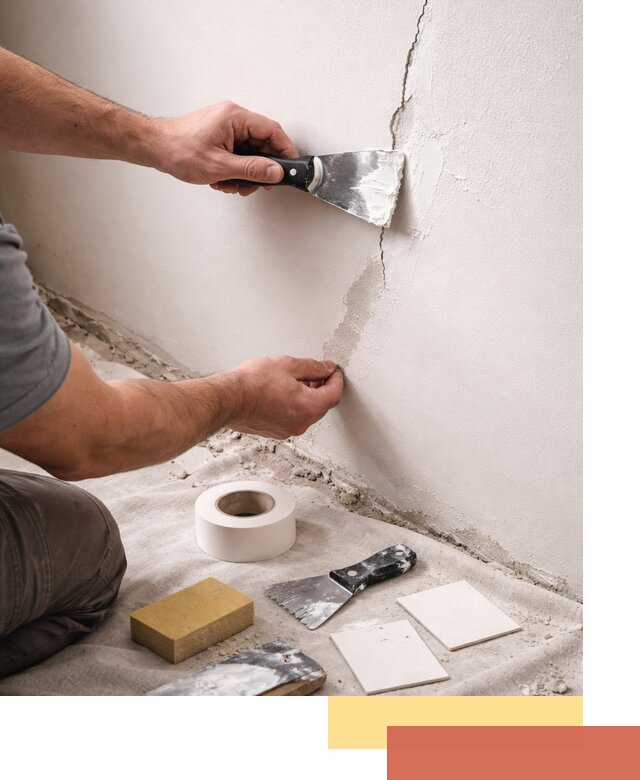 Заделка трещин и сколов в стенах и потолках в Новомосковске