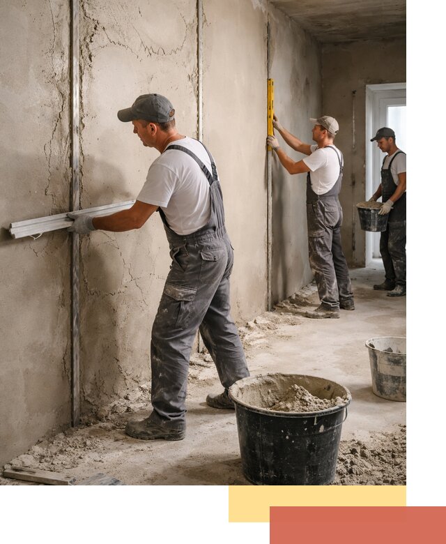 Штукатурка стен по маякам в Новомосковске — точная и ровная поверхность