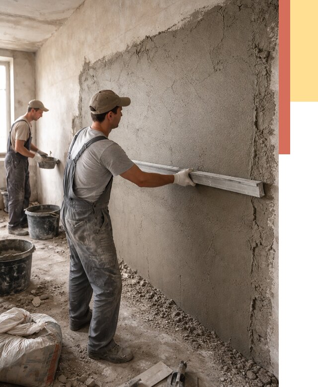 Цементная штукатурка стен в Новомосковске от 4646 руб/м2 — быстро и недорого | ОТДЕЛОЧНИК-Нвм