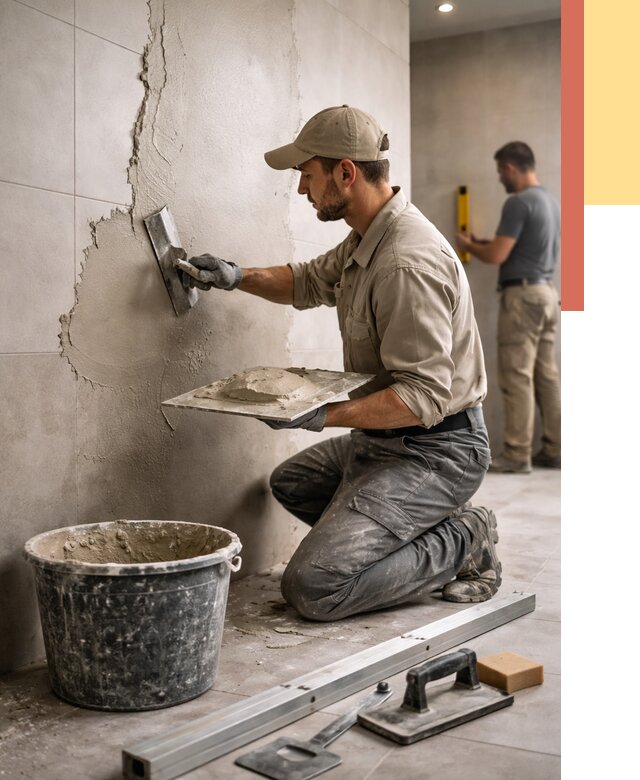 Штукатурка стен в ванной в Новомосковске от 4646 руб./м² — выравнивание под ключ | ОТДЕЛОЧНИК-Нвм