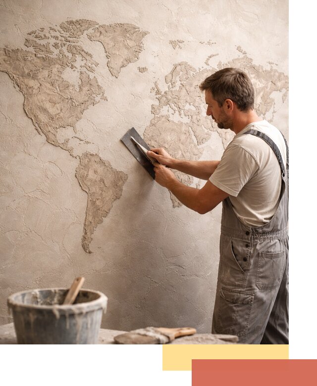 Декоративная штукатурка «Карта мира» под ключ в Новомосковске