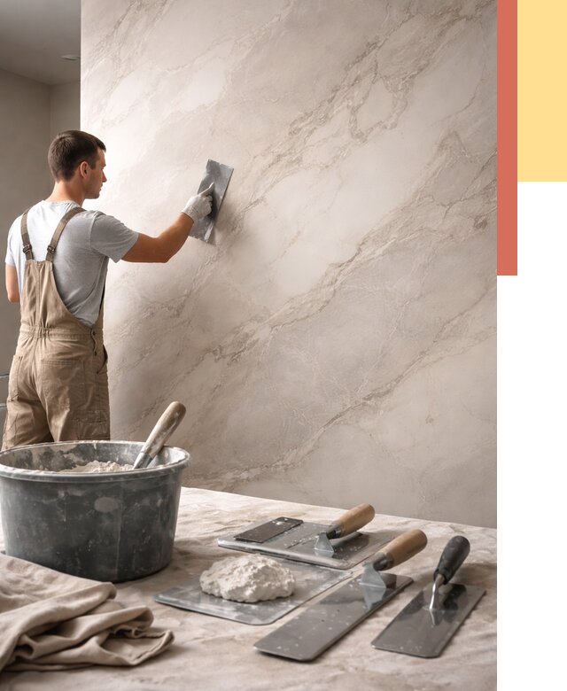 Декоративная штукатурка под мрамор в Новомосковске от 2891 руб./м² — быстро и недорого | ОТДЕЛОЧНИК-Нвм