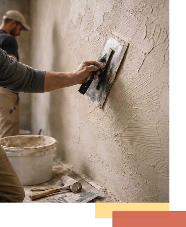 Фактурная штукатурка стен в Новомосковске — монтаж, отделка, реставрация