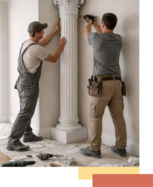 Установка декоративных колонн в Новомосковске под ключ