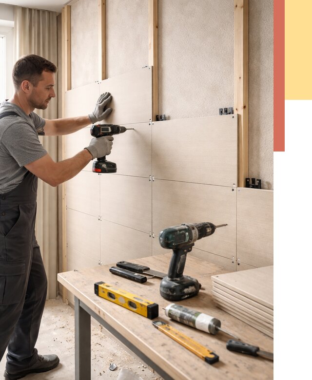 Монтаж МДФ панелей на стены в Новомосковске от 1291 руб. под ключ | ОТДЕЛОЧНИК-Нвм