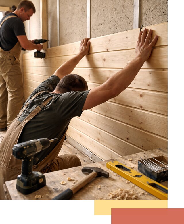 Монтаж деревянной вагонки на стены в Новомосковске быстро и качественно