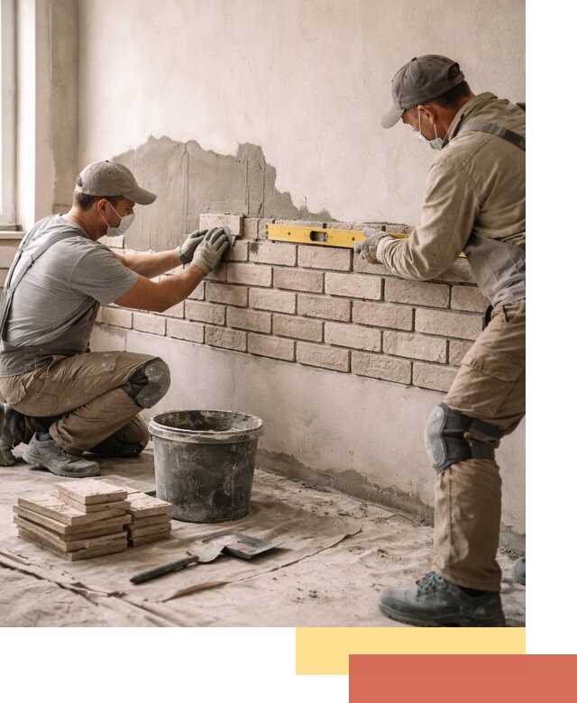 Монтаж декоративного кирпича профессионально в Новомосковске