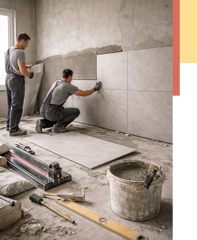 Облицовка стен керамогранитом в Новомосковске от 4337 руб./м² — услуги под ключ | ОТДЕЛОЧНИК-Нвм