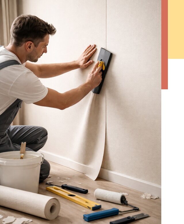 Поклейка виниловых обоев в Новомосковске от 4646 руб. | Быстро и недорого — ОТДЕЛОЧНИК-Нвм