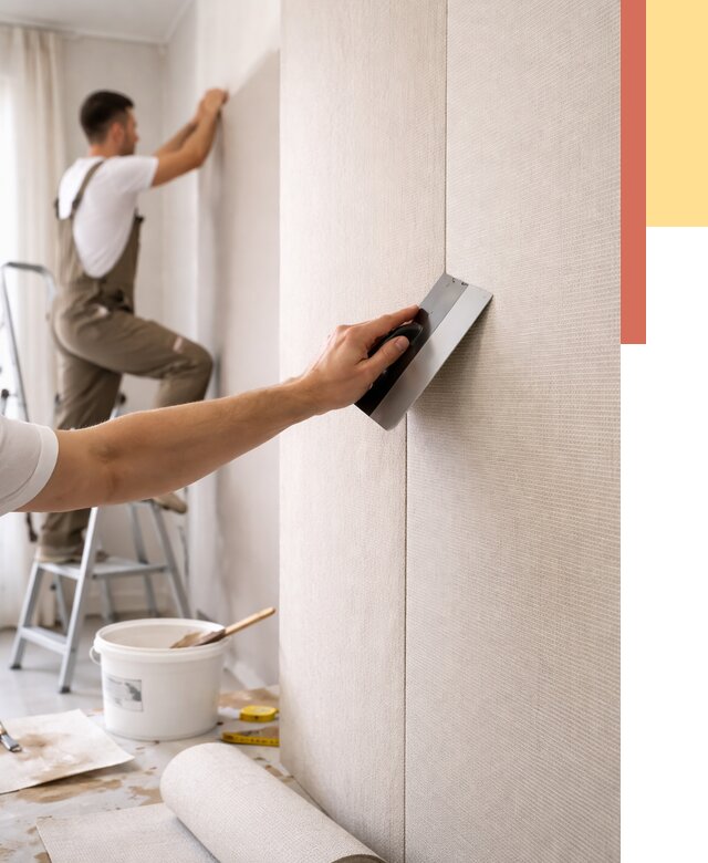 Поклейка текстильных обоев в Новомосковске от 4646 руб. под ключ | ОТДЕЛОЧНИК-Нвм