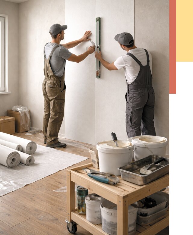 Поклейка стеклообоев в Новомосковске от 6711 руб. за м2 — быстро и недорого | ОТДЕЛОЧНИК-Нвм