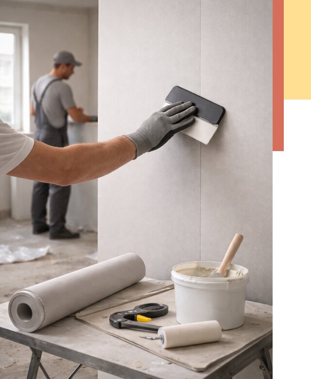 Поклейка обоев под покраску в Новомосковске от 3614 руб. за м2 | ОТДЕЛОЧНИК-Нвм