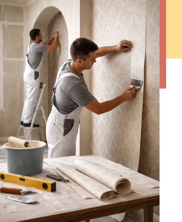 Поклейка обоев на сложные стены в Новомосковске от 2891 руб. под ключ | ОТДЕЛОЧНИК-Нвм