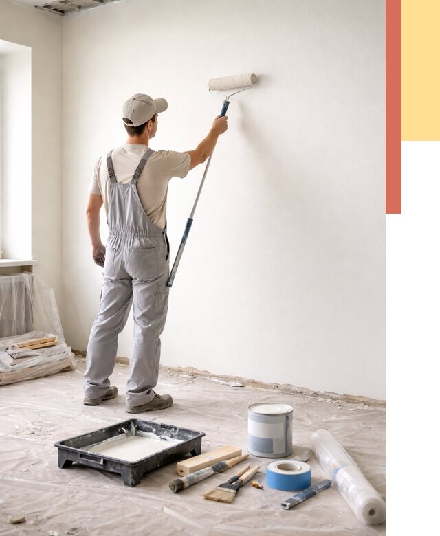 Покраска стен водоэмульсионной краской в Новомосковске от 465 руб. за м² | ОТДЕЛОЧНИК-Нвм