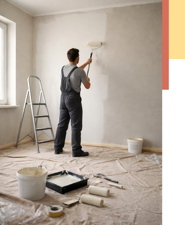 Покраска стен моющейся краской в Новомосковске от 361 руб./м² — быстро и недорого | ОТДЕЛОЧНИК-Нвм