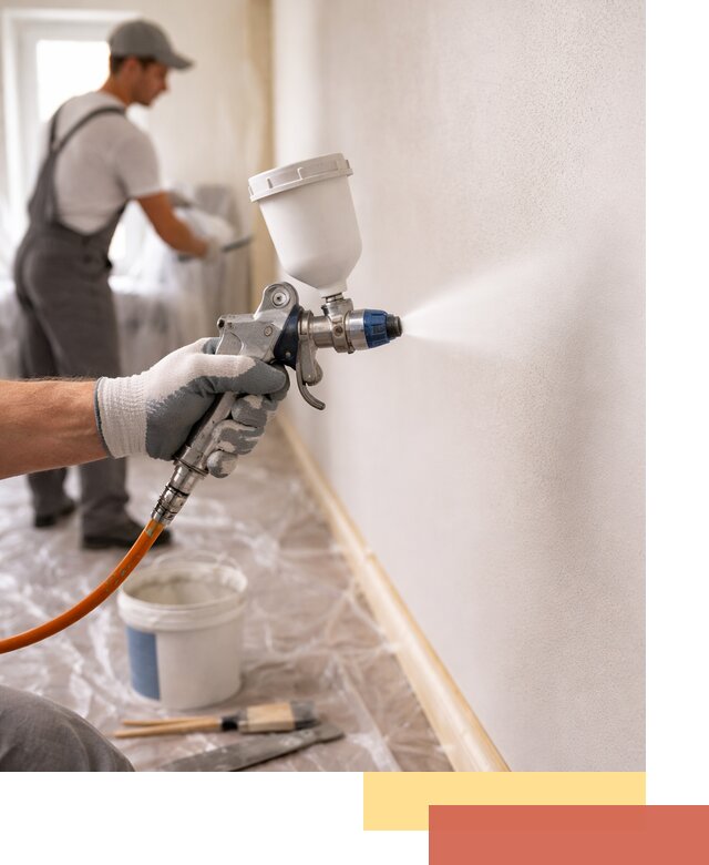 Покраска стен краскопультом в Новомосковске быстро и качественно