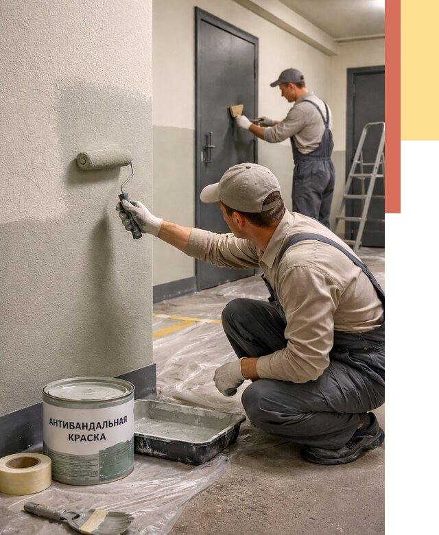 Покраска стен антивандальной краской в Новомосковске от 4646 руб./м² под ключ | ОТДЕЛОЧНИК-Нвм