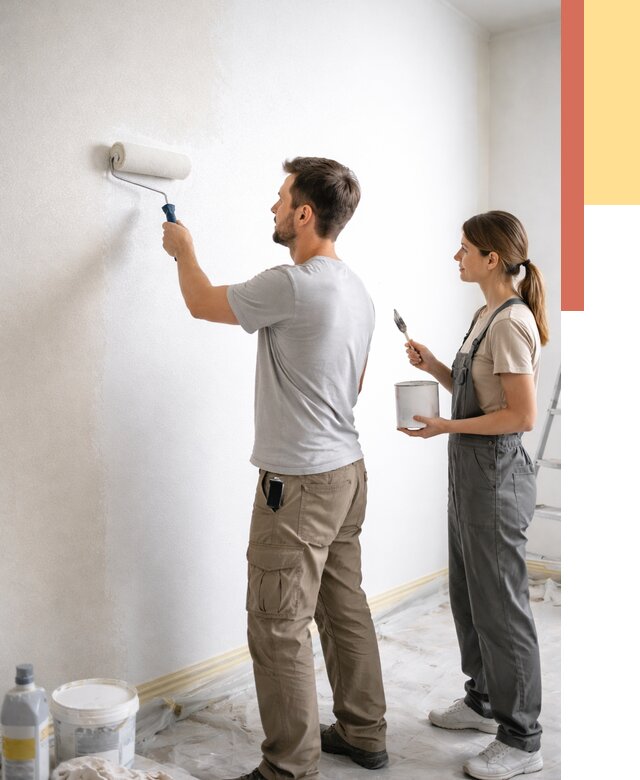 Окраска стен по стеклохолсту в Новомосковске от 4646 руб/м² под ключ | ОТДЕЛОЧНИК-Нвм