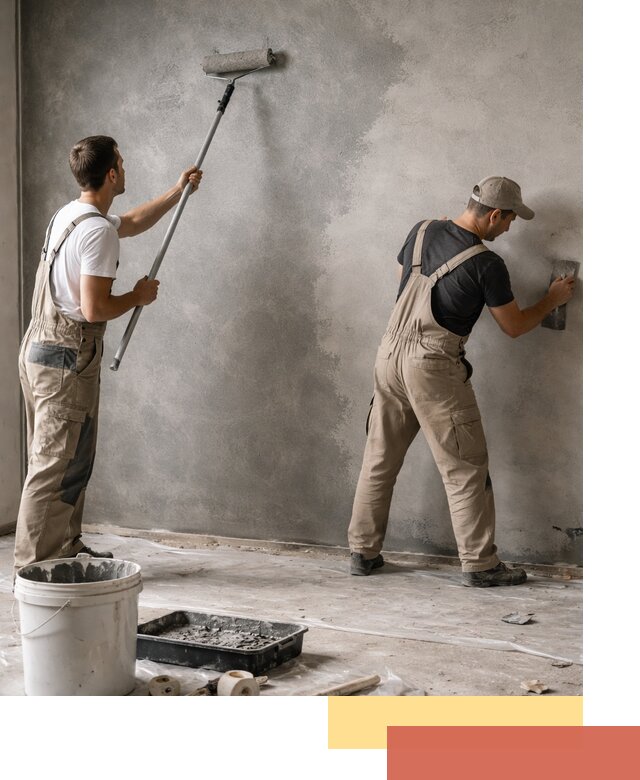 Покраска стен под бетон в Новомосковске профессионально и недорого