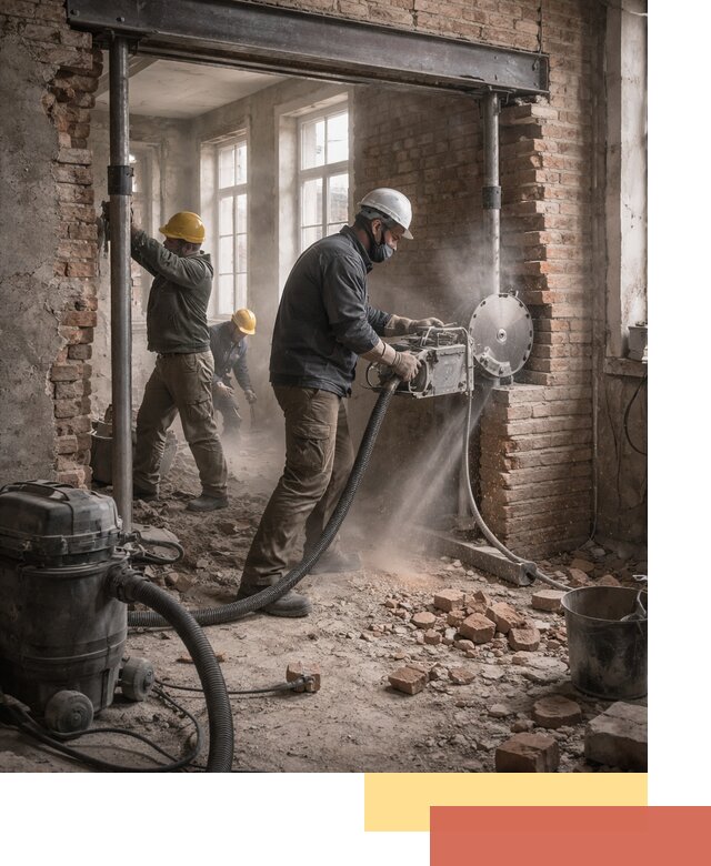 Прорезка проема в стене под дверной или оконный проем в Новомосковске