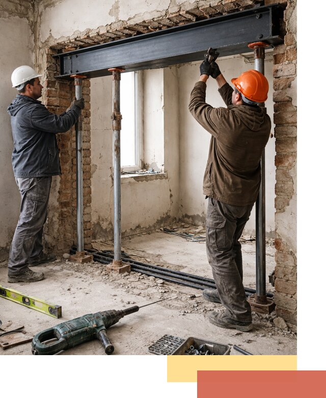 Усиление проема в стене в Новомосковске для расширения и безопасности