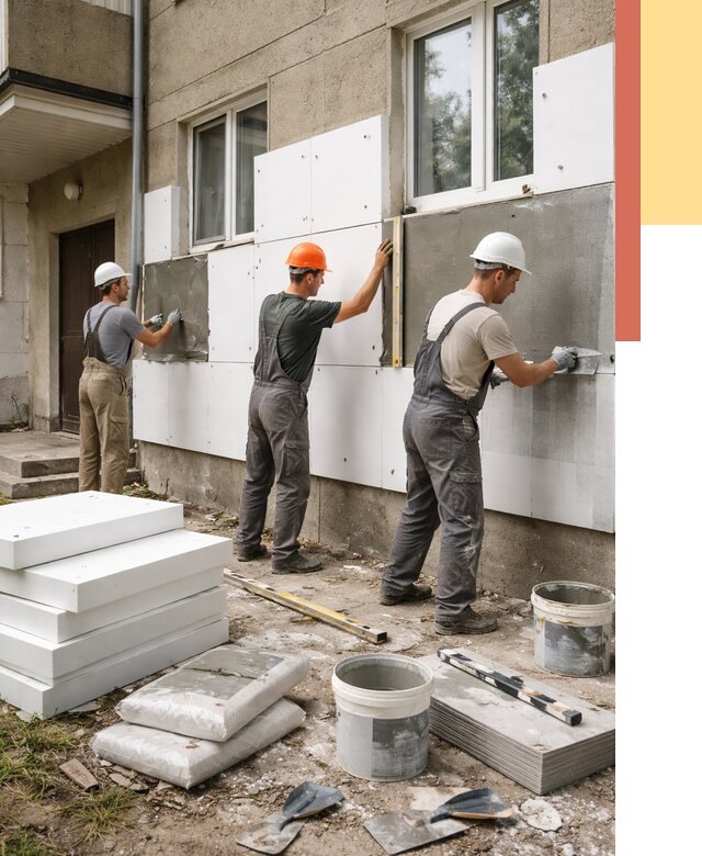 Утепление стен пенопластом в Новомосковске от 1807 руб. — недорого и под ключ | ОТДЕЛОЧНИК-Нвм