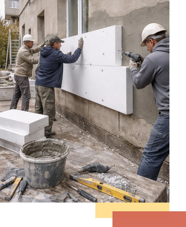 Утепление наружных стен пенопластом в Новомосковске