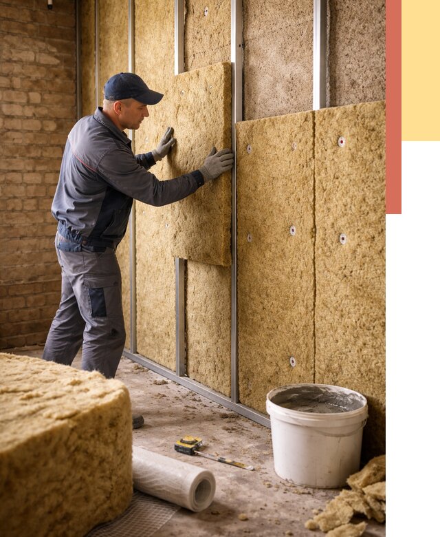 Утепление стен минватой в Новомосковске от 1394 руб./м2 — недорого и быстро | ОТДЕЛОЧНИК-Нвм