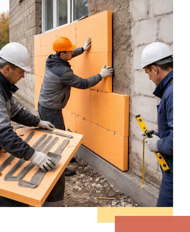 Утепление фасада пеноплексом под ключ в Новомосковске