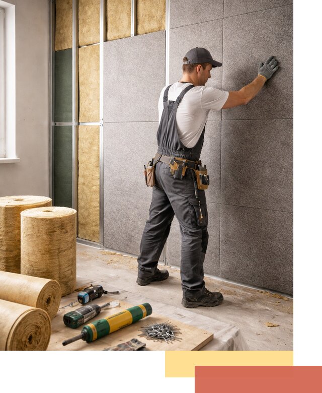 Профессиональная шумоизоляция стен в Новомосковске для квартиры и офиса