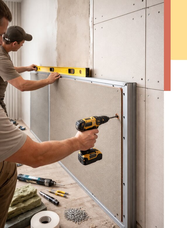 Шумоизоляция стен панелями ЗИПС в Новомосковске от 2272 руб./м² под ключ | ОТДЕЛОЧНИК-Нвм