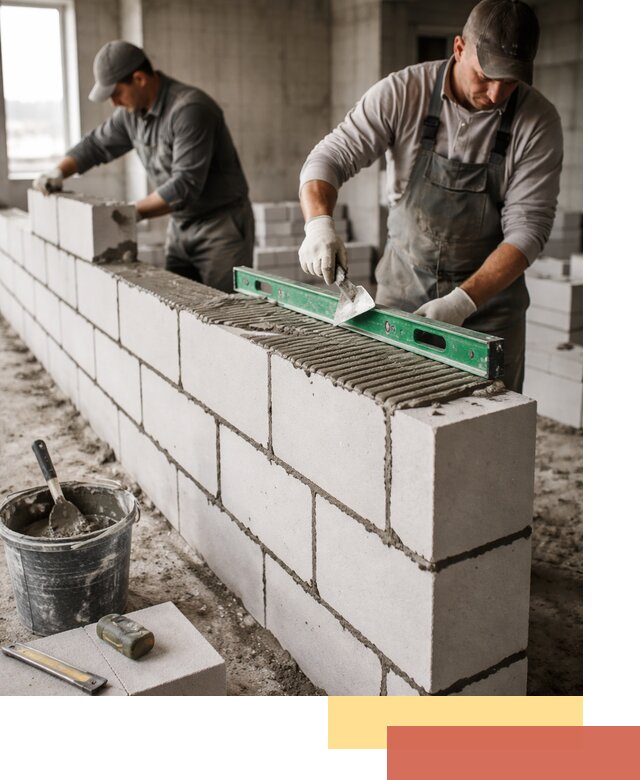Кладка перегородок из газобетона в Новомосковске быстро и качественно