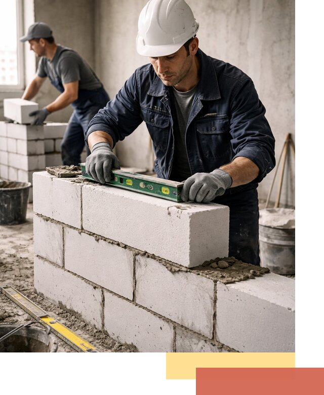 Кладка перегородок из пеноблока под ключ в Новомосковске