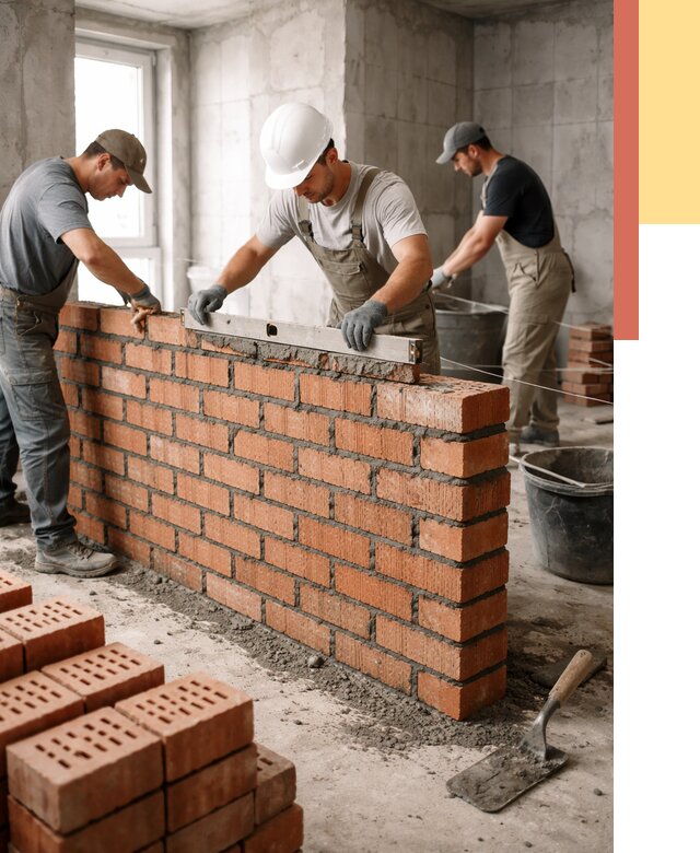 Кладка перегородок из кирпича в Новомосковске от 3614 руб. за м² | ОТДЕЛОЧНИК-Нвм