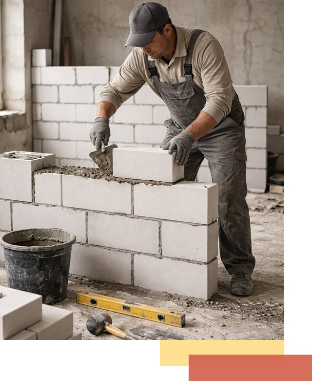 Кладка перегородок из силикатного блока в Новомосковске