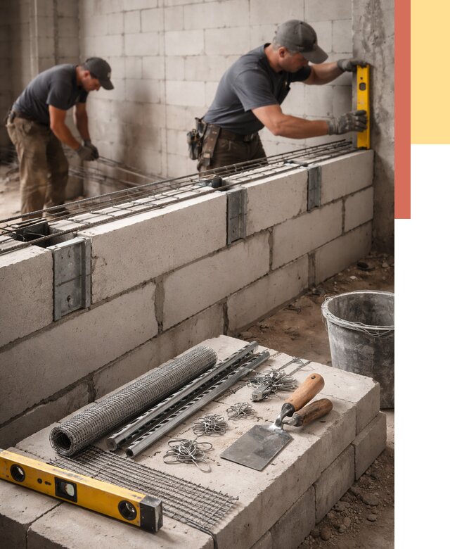 Армирование кладки перегородок в Новомосковске от 774 руб. под ключ | ОТДЕЛОЧНИК-Нвм