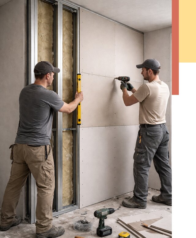 Монтаж двухслойной перегородки из гипсокартона в Новомосковске от 1497 руб. | ОТДЕЛОЧНИК-Нвм