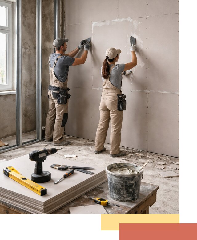 Монтаж двухслойной перегородки из гипсокартона в Новомосковске